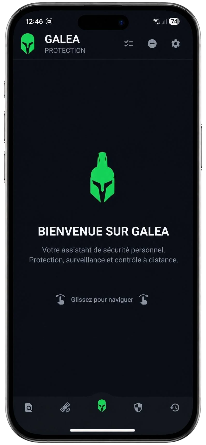 Galea — écran d'accueil